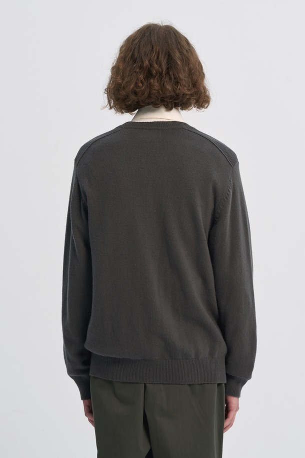 BROMPTON LONDON - 가디건 - BASIC WOOL BLENDED V-NECK CARDIGAN - GREY (P234MKT222)