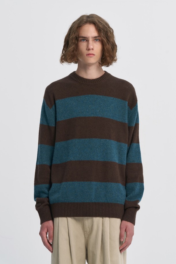 BROMPTON LONDON - 스웨터 - SOFT WOOL STRIPE SWEATER - BROWN (P234MKT223)