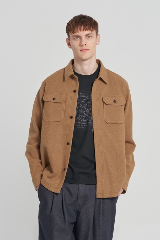 BROMPTON LONDON - 긴팔셔츠 - FLAP POCKET WOOL SHIRT - CAMEL (P233MSH225)