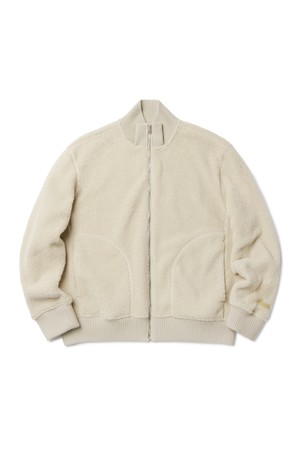 RIBBED NECK FULL ZIP FLEECE  - BEIGE (P233UJP238)