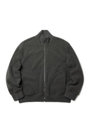 RIBBED NECK FULL ZIP FLEECE  - DGREY (P233UJP238)