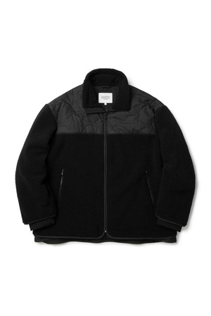 QUILTED BLOCK FULL ZIP FLEECE  - BLACK (P233UPD220)