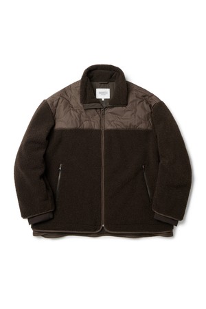 QUILTED BLOCK FULL ZIP FLEECE  - BROWN (P233UPD220)