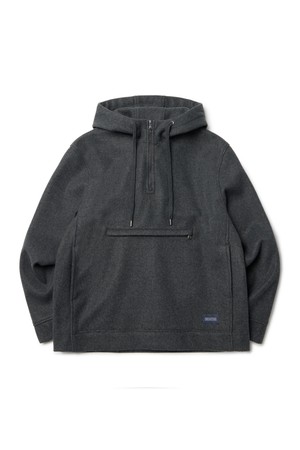 WOOL HALF ZIP HOODY - DGREY (P233UTS236)