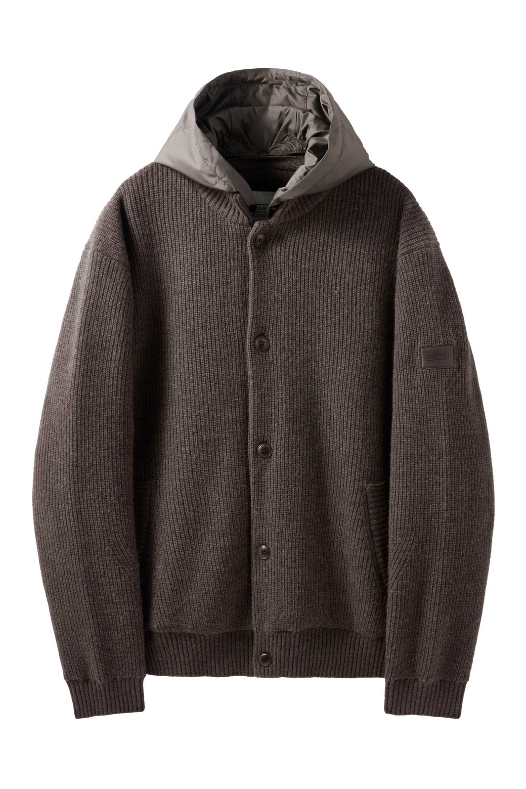 BROMPTON LONDON - 가디건 - HOOD DETACHABLE HYBRID CARDIGAN  - BROWN (P244UCD403)