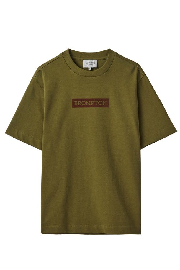 BROMPTON LONDON - 반팔 티셔츠 - CHEST LOGO FLOCK T-SHIRT - OLIVE (P242UTS412)