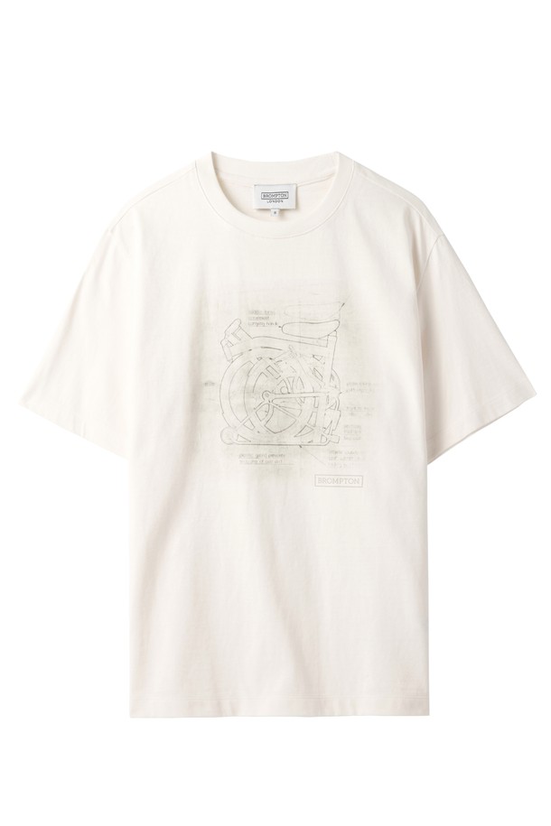 BROMPTON LONDON - 반팔 티셔츠 - 1975 FRONT BICYCLE PRINT T-SHIRT - IVORY (P242UTS421)