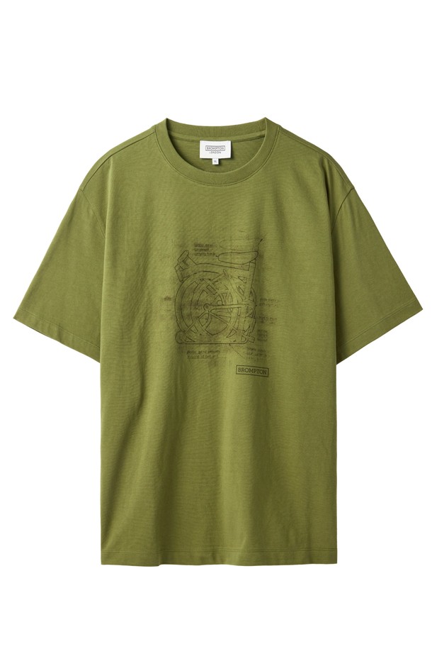 BROMPTON LONDON - 반팔 티셔츠 - 1975 FRONT BICYCLE PRINT T-SHIRT - GREEN (P242UTS421)