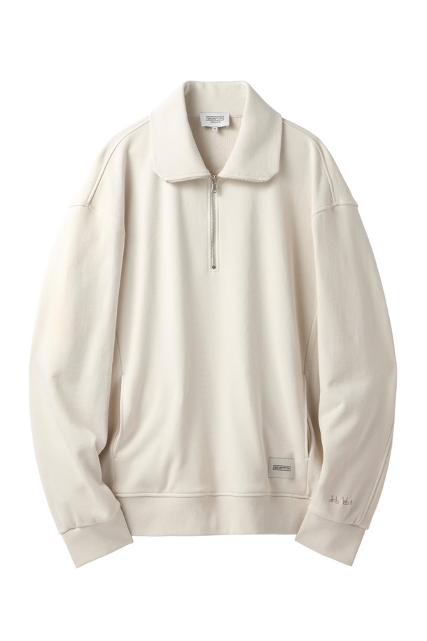 BROMPTON LONDON - 긴팔 티셔츠 / 후디 - ORGANIC HALF ZIP SWEATSHIRT - IVORY (P241MSW536)