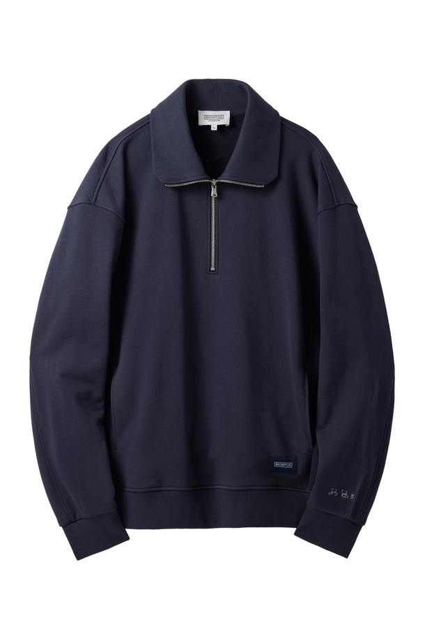 BROMPTON LONDON - 긴팔 티셔츠 / 후디 - ORGANIC COTTON HALF ZIP STWEATSHIRT - NAVY (P241MSW536)