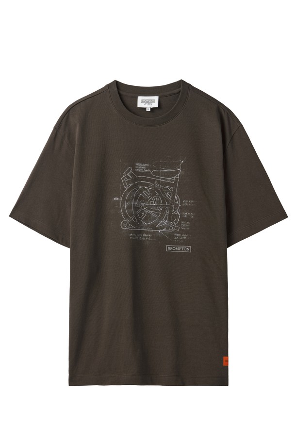 BROMPTON LONDON - 반팔 티셔츠 - 1975 FRONT BICYCLE PRINT T-SHIRT - D/BROWN (P242UTS421)