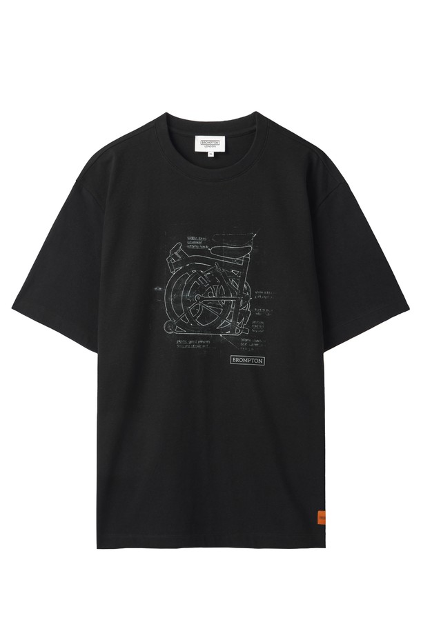 BROMPTON LONDON - 반팔티셔츠 - 1975 FRONT BICYCLE PRINT T-SHIRT - BLACK (P242UTS421)