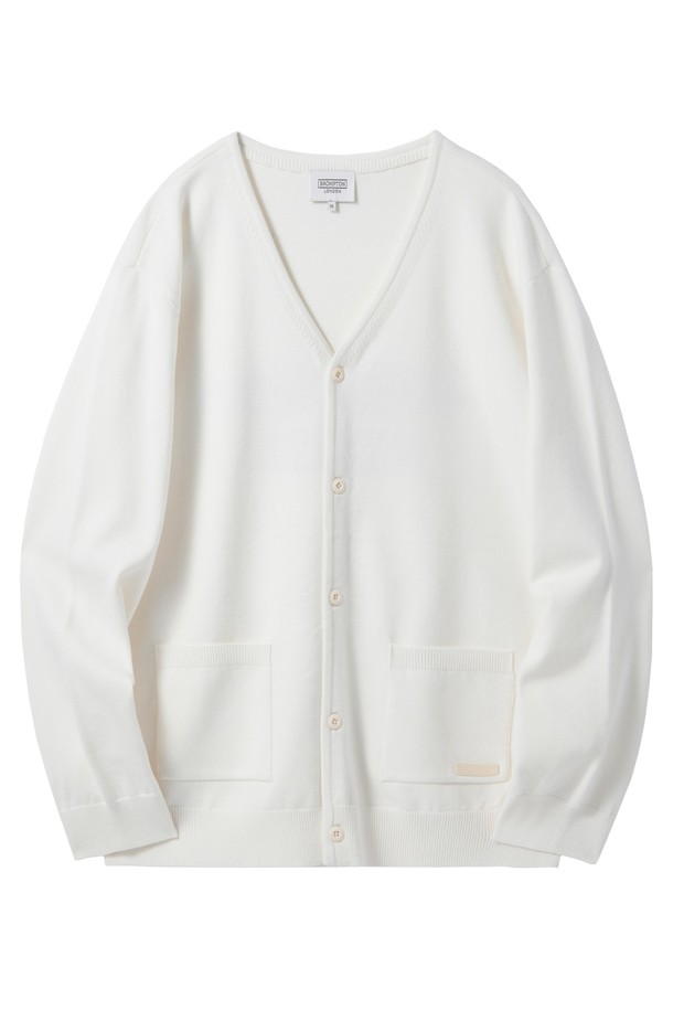 BROMPTON LONDON - 가디건 - BACK POINT V-NECK CARDIGAN - IVORY (P241UCD403)