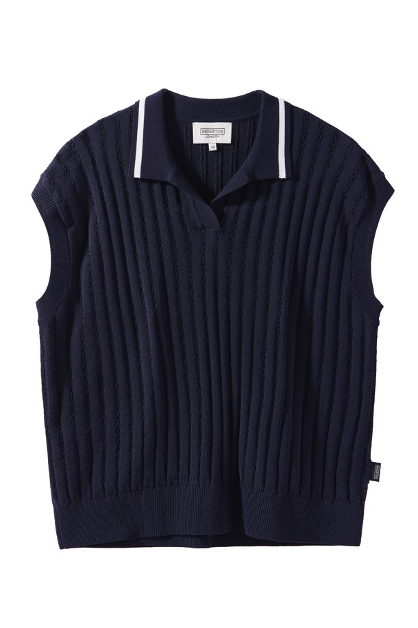 BROMPTON LONDON - 베스트 - W HALF SLEEVE KNIT - NAVY (P242WKT651)