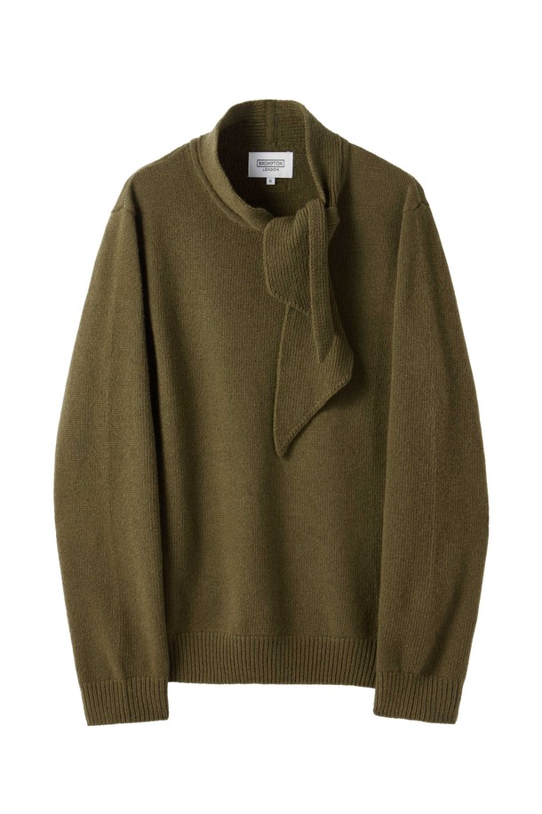 BROMPTON LONDON - 스웨터 - W NECK RIBBON KNIT - OLIVE (P244WKT602)