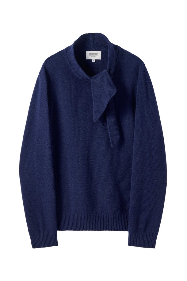 BROMPTON LONDON - 스웨터 - W NECK RIBBON KNIT - NAVY (P244WKT602)