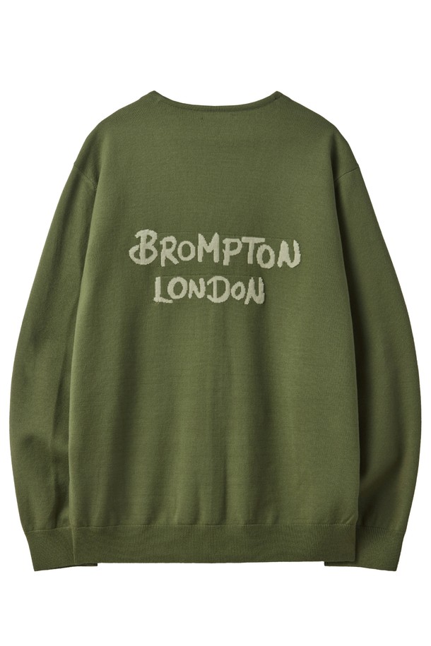 BROMPTON LONDON - 가디건 - BACK POINT V-NECK CARDIGAN - GREEN (P241UCD403)