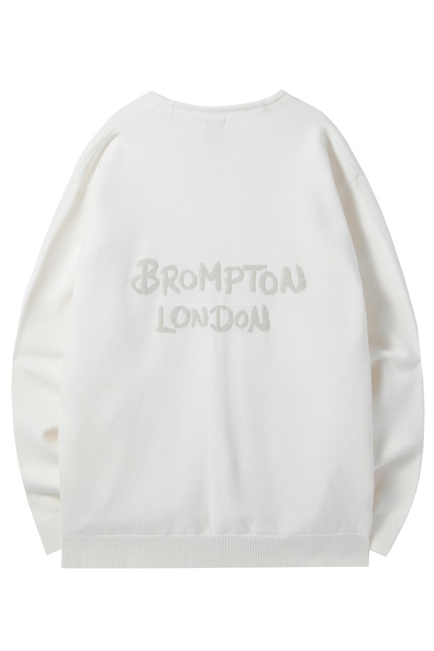 BROMPTON LONDON - 가디건 - BACK POINT V-NECK CARDIGAN - IVORY (P241UCD403)