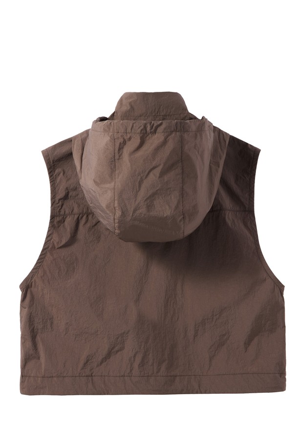 BROMPTON LONDON - 베스트 - W CROP FULL ZIP VEST - BROWN (P242WVT352)