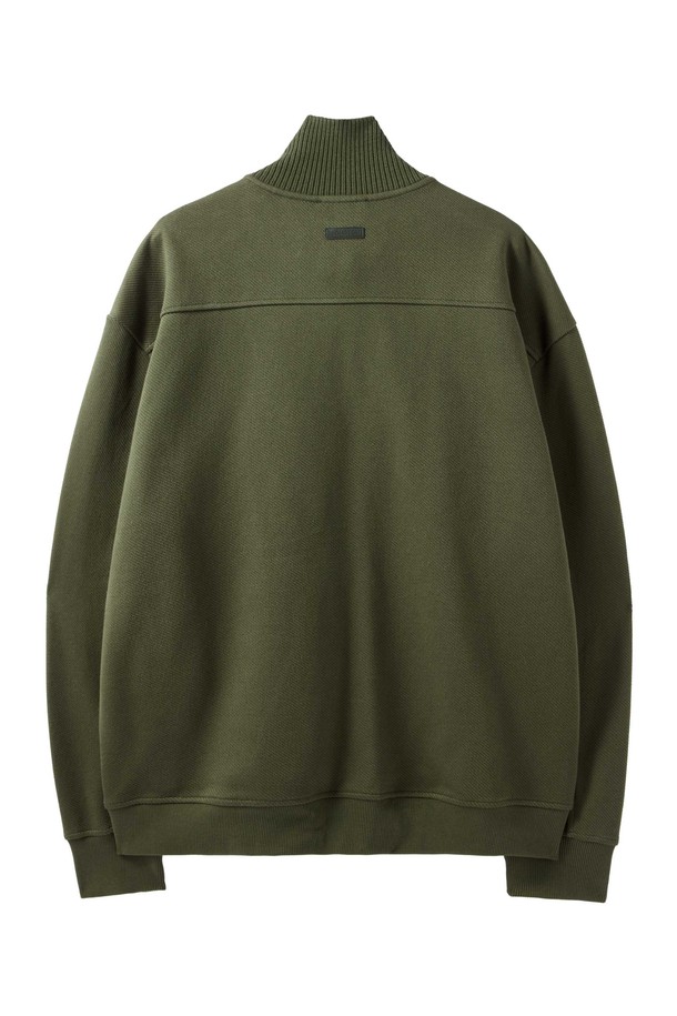 BROMPTON LONDON - 스웨트셔츠 - DIAGONAL JACQUARD HALF ZIP SWEAT T-SHIRT - OLIVE (P244USW433)