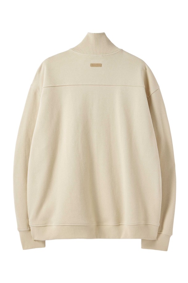 BROMPTON LONDON - 스웨트셔츠 - DIAGONAL JACQUARD HALF ZIP SWEAT T-SHIRT - BUTTER (P244USW433)