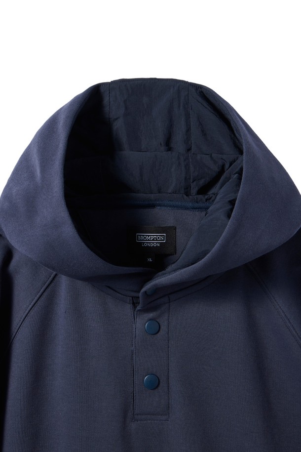 BROMPTON LONDON - 긴팔티셔츠 / 후디 - SNAP HOODED SWEATSHIRT - NAVY (P241UHD102)