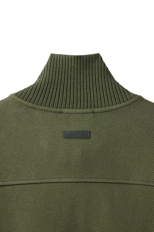 BROMPTON LONDON - 스웨트셔츠 - DIAGONAL JACQUARD HALF ZIP SWEAT T-SHIRT - OLIVE (P244USW433)