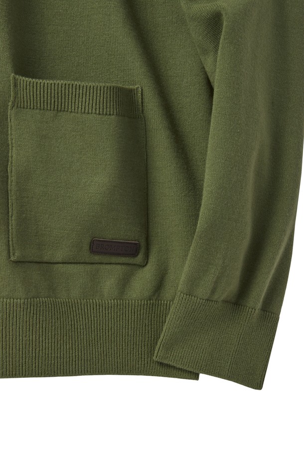 BROMPTON LONDON - 가디건 - BACK POINT V-NECK CARDIGAN - GREEN (P241UCD403)