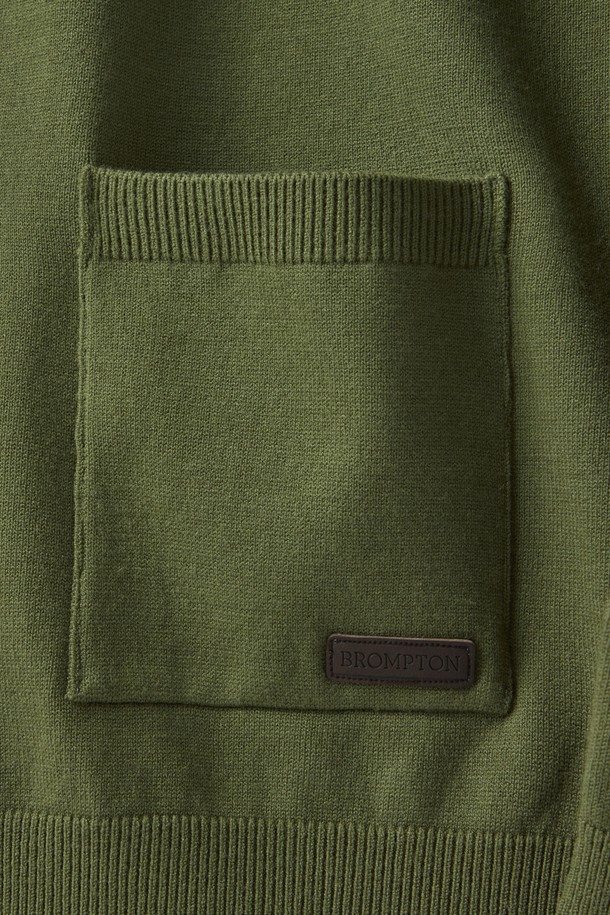 BROMPTON LONDON - 가디건 - BACK POINT V-NECK CARDIGAN - GREEN (P241UCD403)