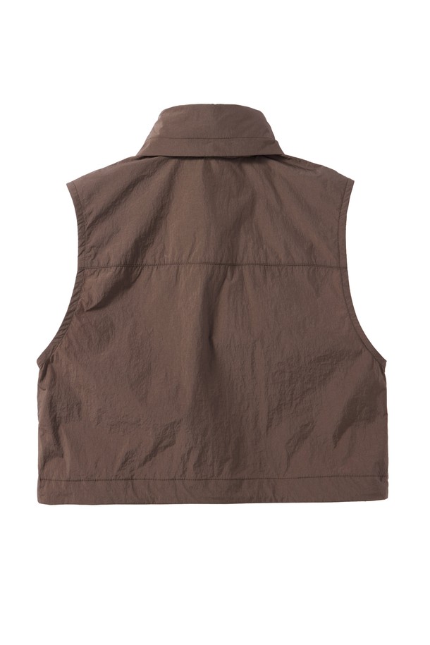 BROMPTON LONDON - 베스트 - W CROP FULL ZIP VEST - BROWN (P242WVT352)