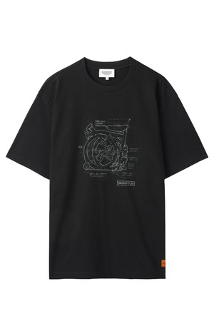 1975 FRONT BICYCLE PRINT T-SHIRT - BLACK (P242UTS421)