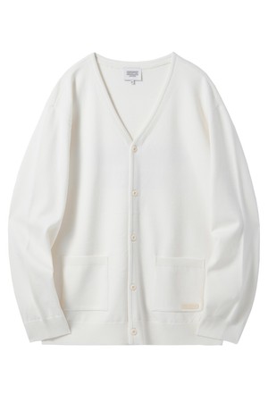 BACK POINT V-NECK CARDIGAN - IVORY (P241UCD403)