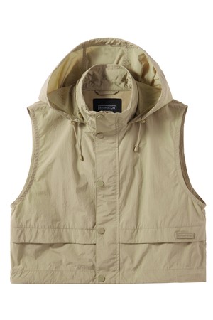 W CROP FULL ZIP VEST - BEIGE (P242WVT352)