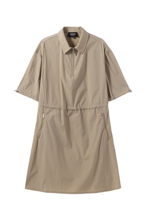 W HALF ZIP DRESS - BEIGE (P242WOP354)