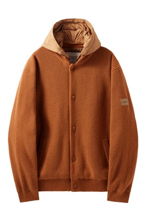 HOOD DETACHABLE HYBRID CARDIGAN  - ORANGE (P244UCD403)