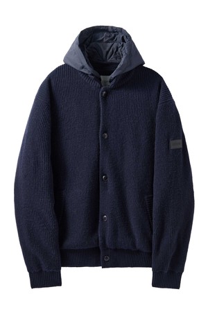 HOOD DETACHABLE HYBRID CARDIGAN  - NAVY (P244UCD403)