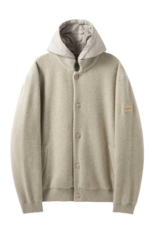 HOOD DETACHABLE HYBRID CARDIGAN  - L/BEIGE (P244UCD403)