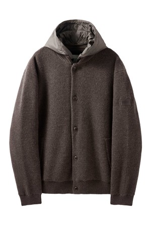 HOOD DETACHABLE HYBRID CARDIGAN  - BROWN (P244UCD403)