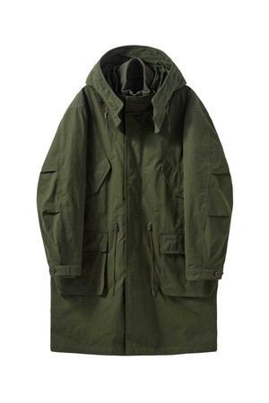 GREENFORD DETACHABLE LINER LONG FIELD JACKET - KHAKI (P244MCT510)