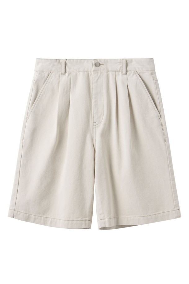 BROMPTON LONDON - 하프팬츠 - 1975 TWO TUCK DENIM SHORTS - IVORY (P252UDP431)