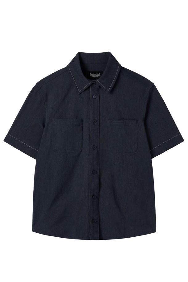 BROMPTON LONDON - 셔츠 - W DENIM-LIKE HALF SLEEVE SHIRT - NAVY (P252WSH180)