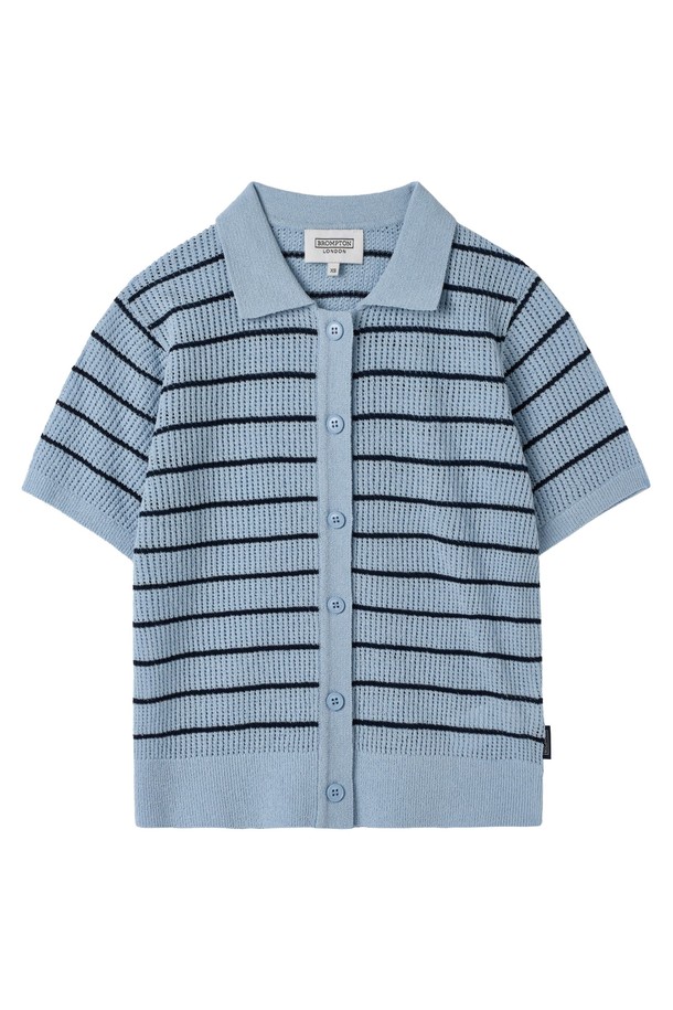 BROMPTON LONDON - 반소매 티셔츠 - W STRIPED CADIGAN SWEATER - SKY BLUE (P252WKT430)