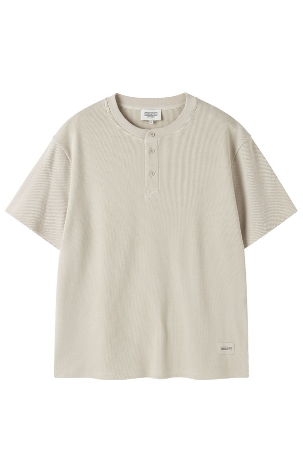 BROMPTON LONDON - 반팔티셔츠 - BUTTON WAFFLE HALF SLEEVE T-SHIRT - BEIGE (P252MTS433)