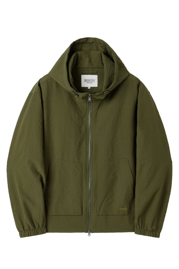 BROMPTON LONDON - 블루종/점퍼 - SEERSUCKER LONG SLEEVES HOOD FULL ZIP - KHAKI (P252MJP485)