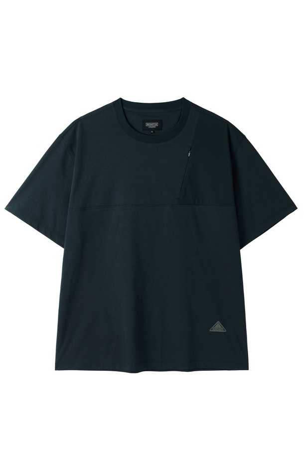 BROMPTON LONDON - 반팔티셔츠 - WOVEN COLOUR-BLOCKED ECOMADE T-SHIRT - T/BLUE (P252MTS133)