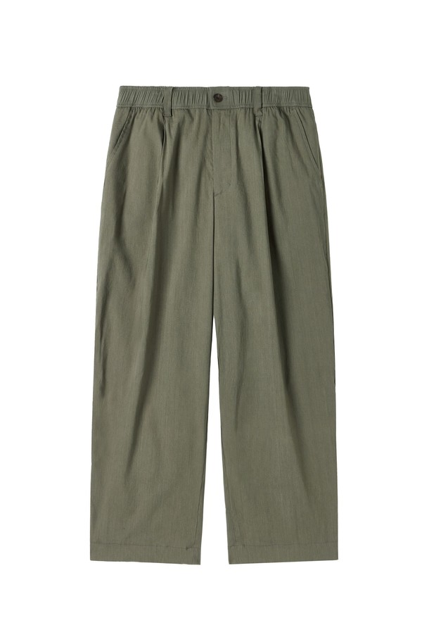 BROMPTON LONDON - 캐주얼팬츠 - LINEN ONE TUCK TROUSERS - KHAKI (P252MPT431)