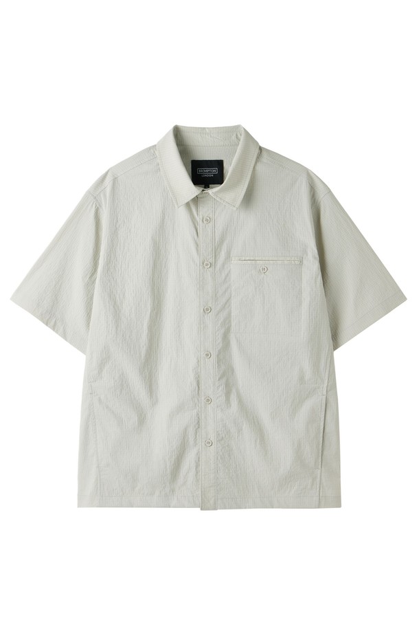 BROMPTON LONDON - 셔츠형자켓 - POLYESTER SEERSUCKER HALF SLEEVE SHACKET - L/GREY (P252MJK185)