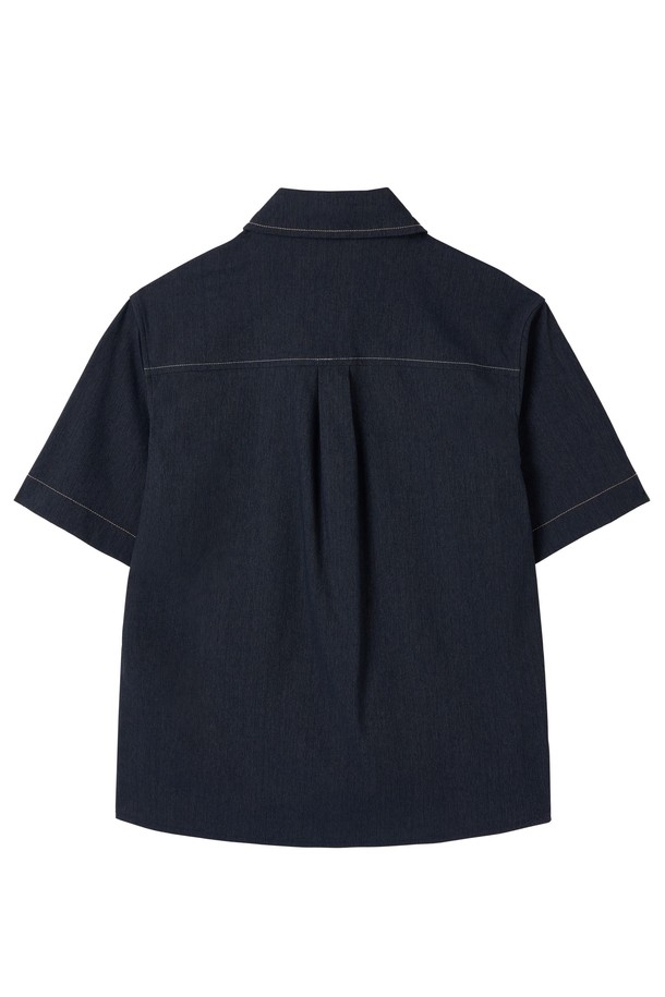 BROMPTON LONDON - 셔츠 - W DENIM-LIKE HALF SLEEVE SHIRT - NAVY (P252WSH180)