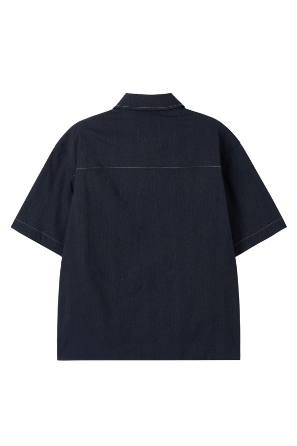 BROMPTON LONDON - 반팔셔츠 - DENIM-LIKE HALF SLEEVE SHIRT - NAVY (P252MSH180)