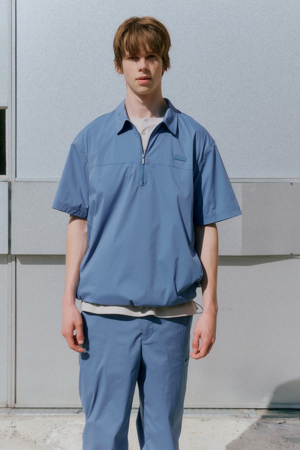 BROMPTON LONDON - 반팔티셔츠 - COOLWAVE HALF ZIP T-SHIRT - BLUE (P252MPL187)